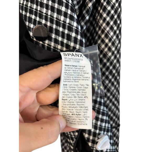 SPANX Women’s Ponte Lady Jacket Stretch Jacquard Black Plaid Size Small NWT - Picture 3 of 6